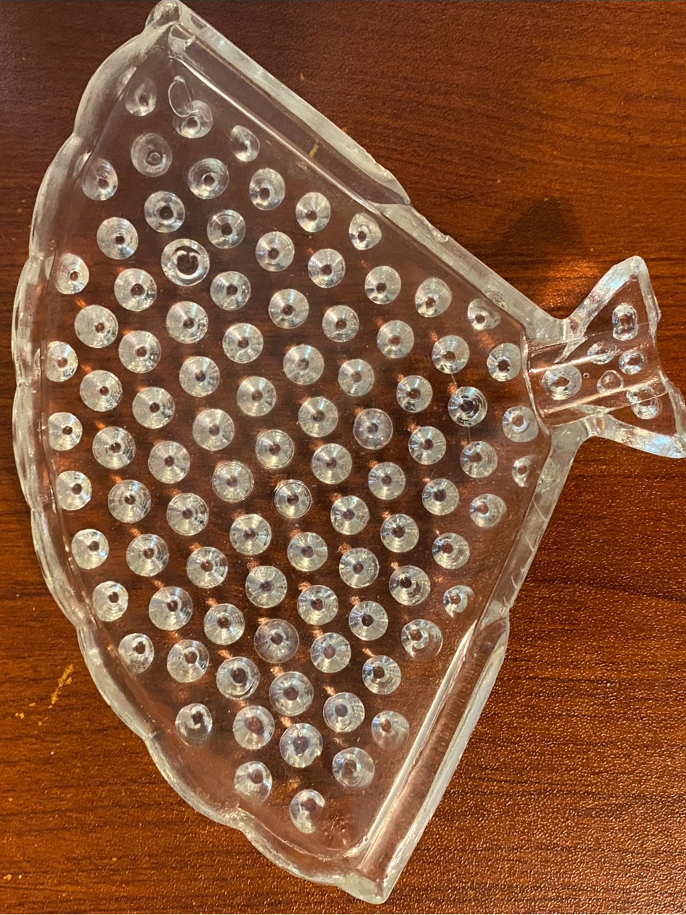 Fenton Clear Glass Fan-Shaped Hobnail Dish